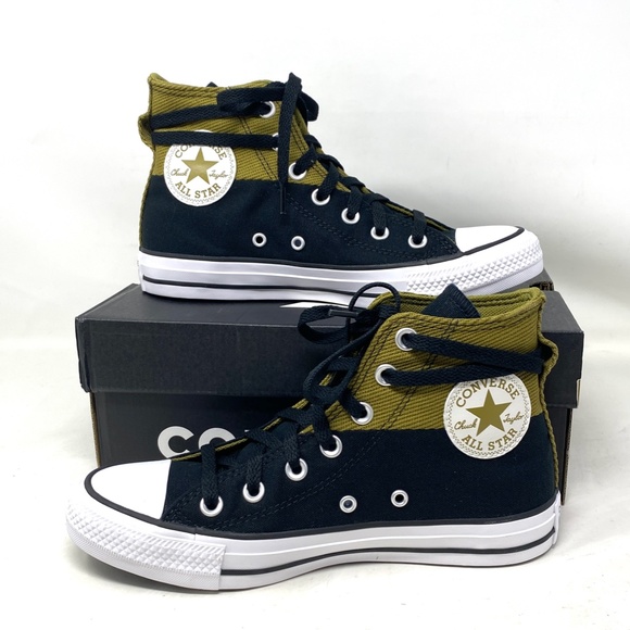 Converse Chuck Taylor High Shoes Women Size Khaki Black Canvas Sneakers A04512F - Picture 4 of 9